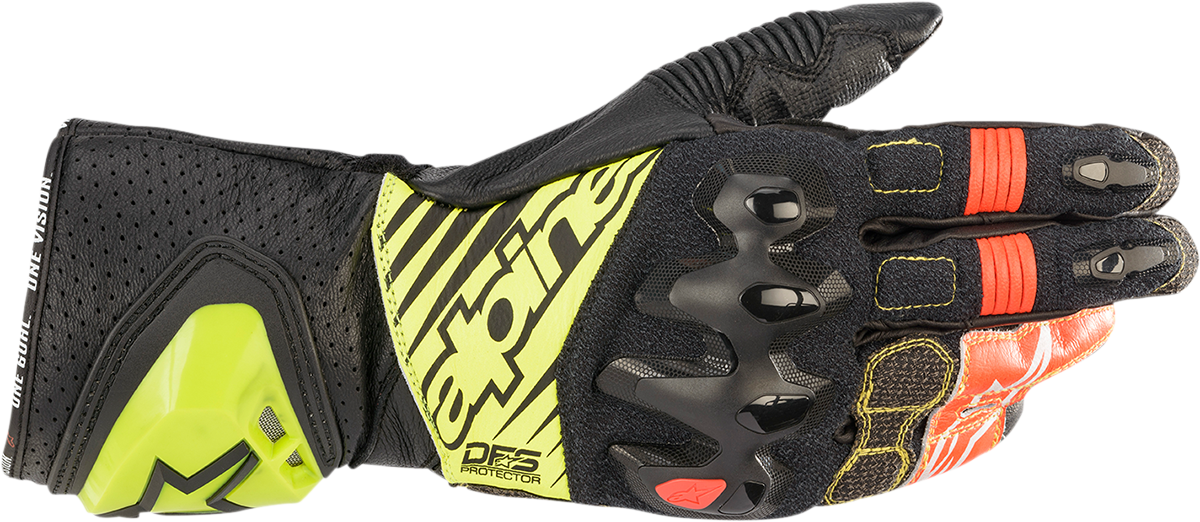 ALPINESTARS GP Tech V2 S Gloves - Black/Fluo Yellow/White/Fluo Red - 3XL 3556422-1503-3X
