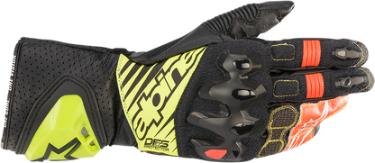ALPINESTARS GP Tech V2 S Gloves - Black/Fluo Yellow/White/Fluo Red - 3XL 3556422-1503-3X