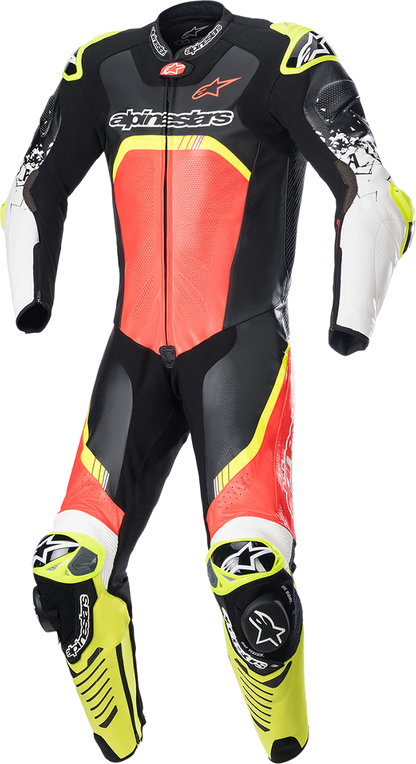 ALPINESTARS GP Tech v4 Leather Suit - Black/Red/Yellow Fluo - US 38 / EU 48 3156822-1355-48
