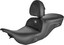 SADDLEMEN Roadsofa™ Carbon Fiber Seat - With Driver Backrest - Heater - Black 897-07-185BRHC