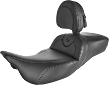 SADDLEMEN Roadsofa™ Extended Reach Seat - Black/Black Stitching - w/ Backrest - FL '08-'24 808-07B-188BR
