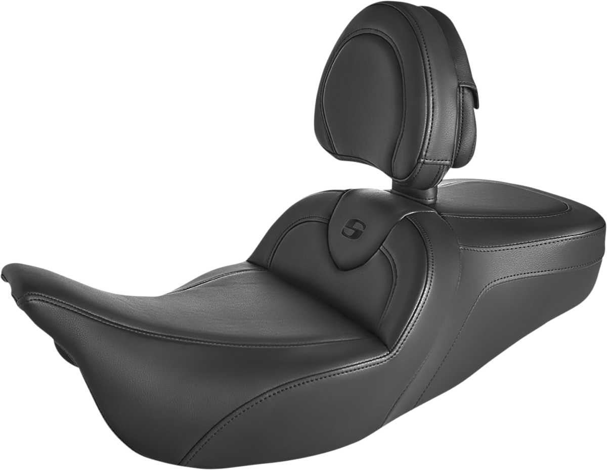 SADDLEMEN Roadsofa™ Seat - with Backrest - Black/Black Stitch - FLH/FLT '08-'24 808-07B-187BR