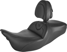 SADDLEMEN Roadsofa™ Seat - with Backrest - Black/Black Stitch - FLH/FLT '08-'24 808-07B-187BR