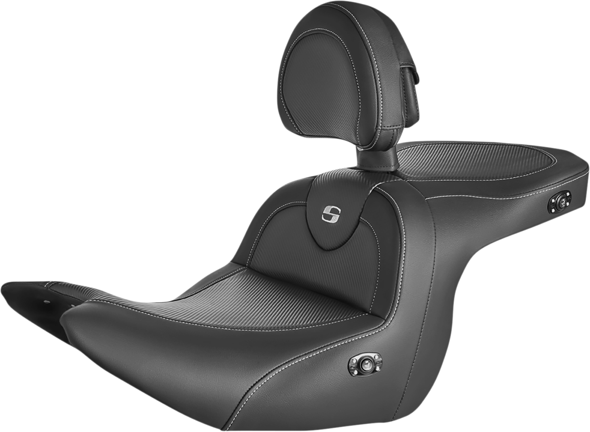 SADDLEMEN Roadsofa™ Carbon Fiber Heated Seat - Black - with Backrest - GL1800 '18-'24 H18-07-185BRHCT