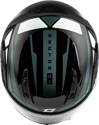 Md 04 Sector Helmet Black/Silver Lg