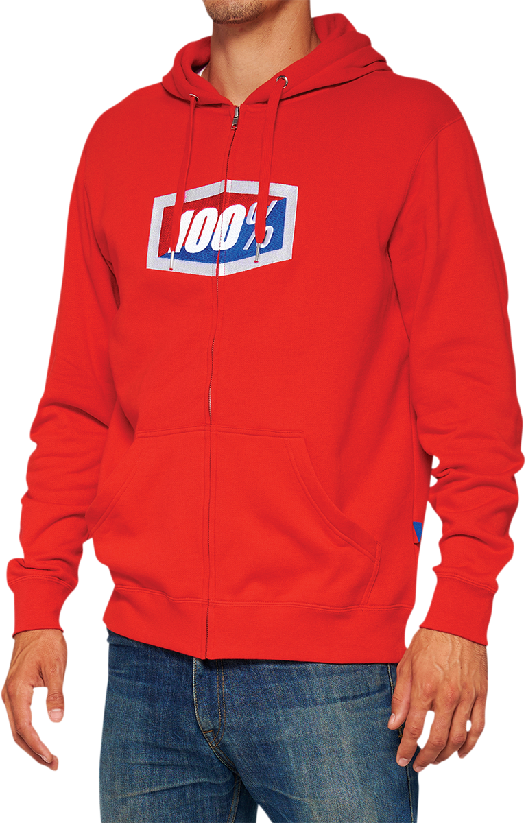 100% Official Fleece Zip-Up Hoodie - Red - XL 20032-00018