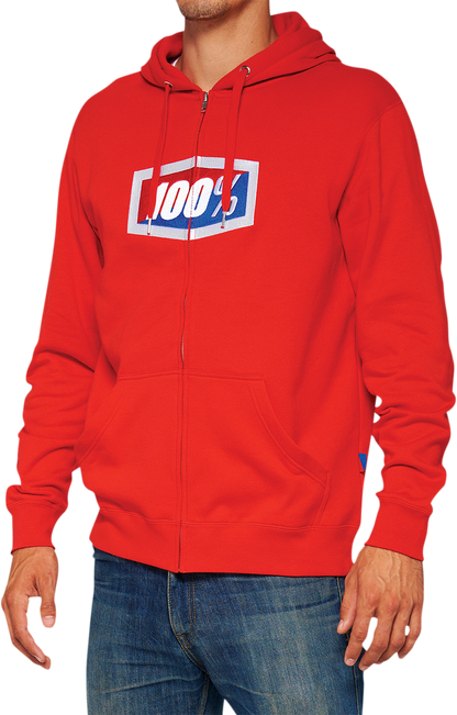 100% Official Fleece Zip-Up Hoodie - Red - XL 20032-00018