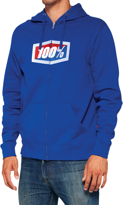 100% Official Fleece Zip-Up Hoodie - Royal - XL 20032-00023