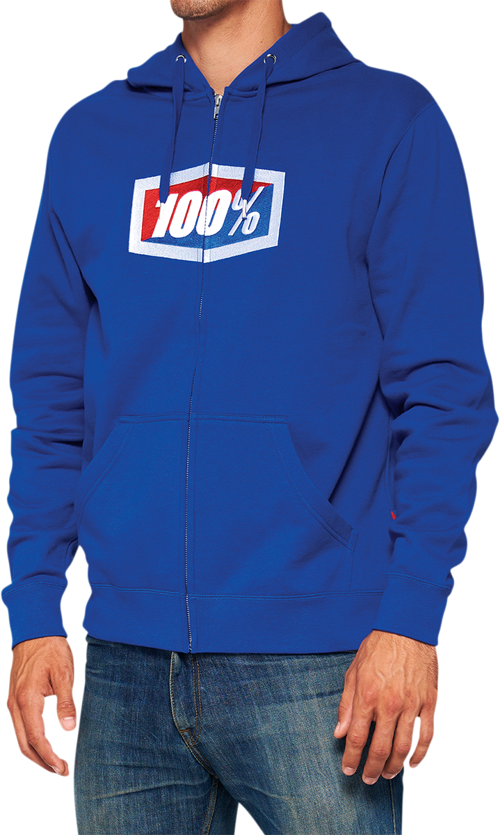 100% Official Fleece Zip-Up Hoodie - Royal - Medium 20032-00021