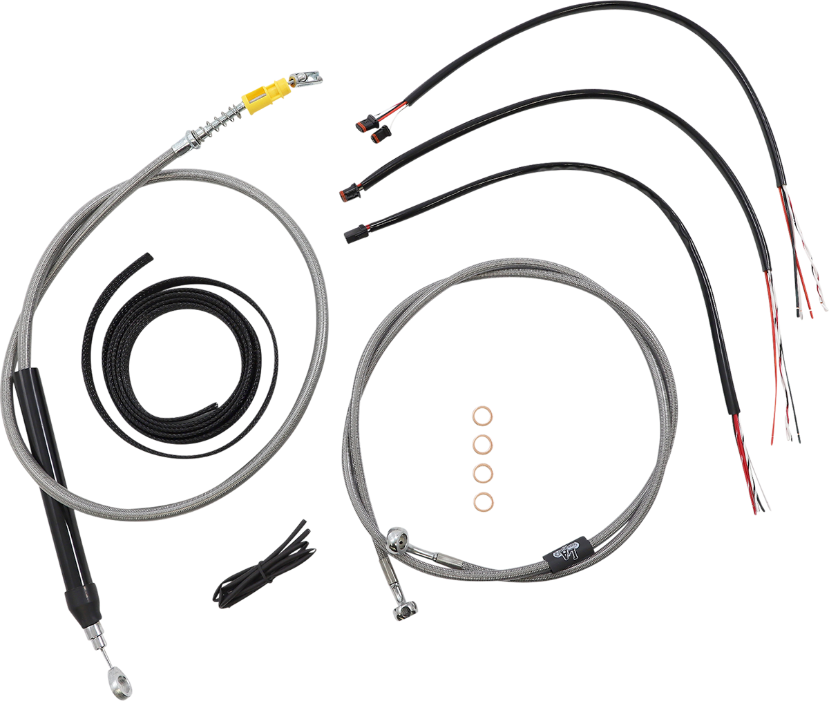 LA CHOPPERS Complete Stainless Braided Handlebar Cable/Brake Line Kit - 18"-20" Handlebars - '18-'22 Softail LA-8156KT2-19