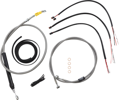 LA CHOPPERS Complete Stainless Braided Handlebar Cable/Brake Line Kit - 18"-20" Handlebars - '18-'22 Softail LA-8156KT2-19