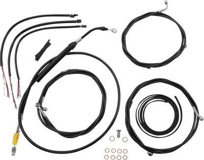 LA CHOPPERS Complete Black Vinyl Braided Handlebar Cable/Brake Line Kit - 18"-20" Handlebars - '21-'22 FLH LA-8056KT2-19B