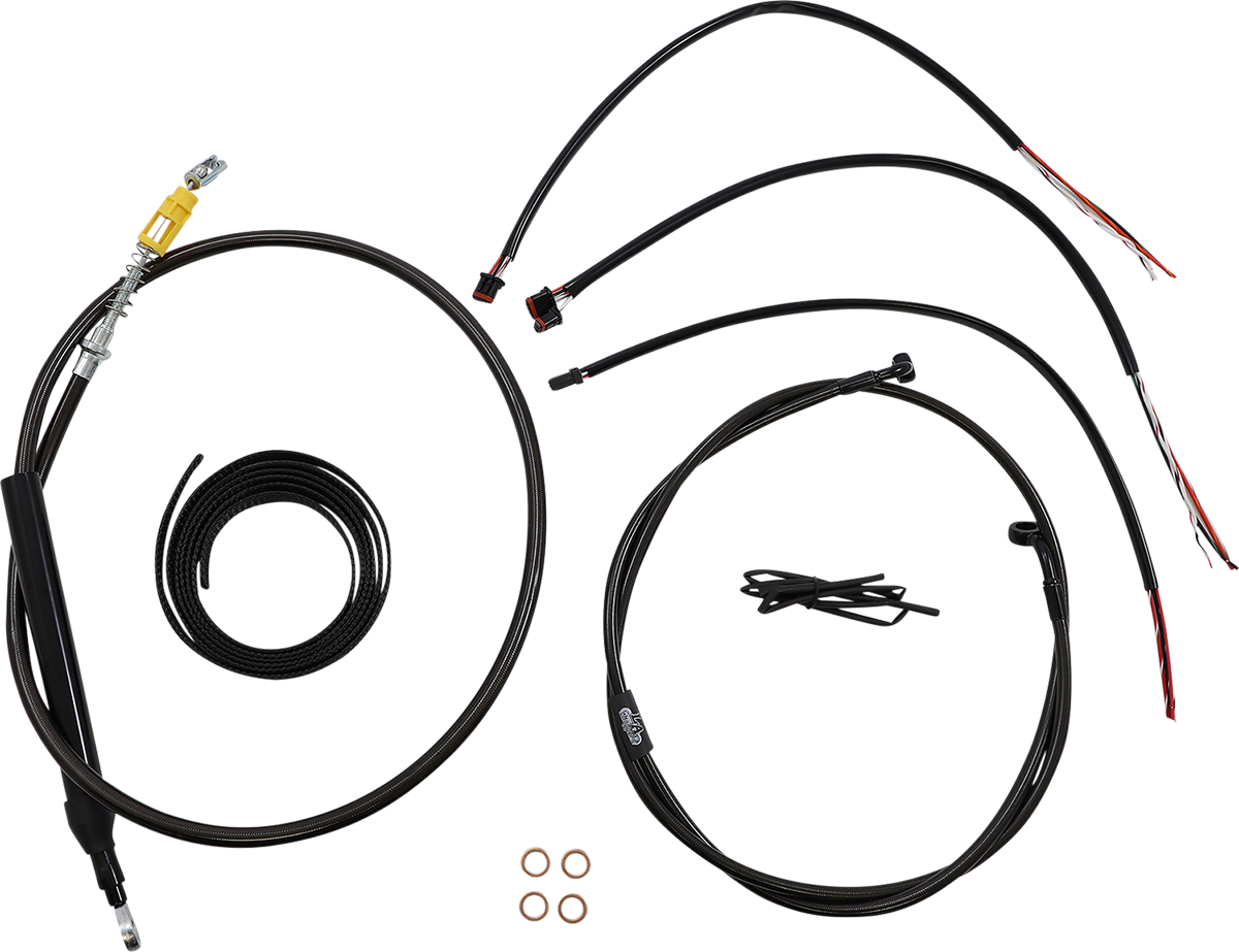 LA CHOPPERS Complete Midnight Braided Cable Kit - Quick Connect - 18"-20" Handlebars - '18-'22 Softail LA-8156KT2-19M