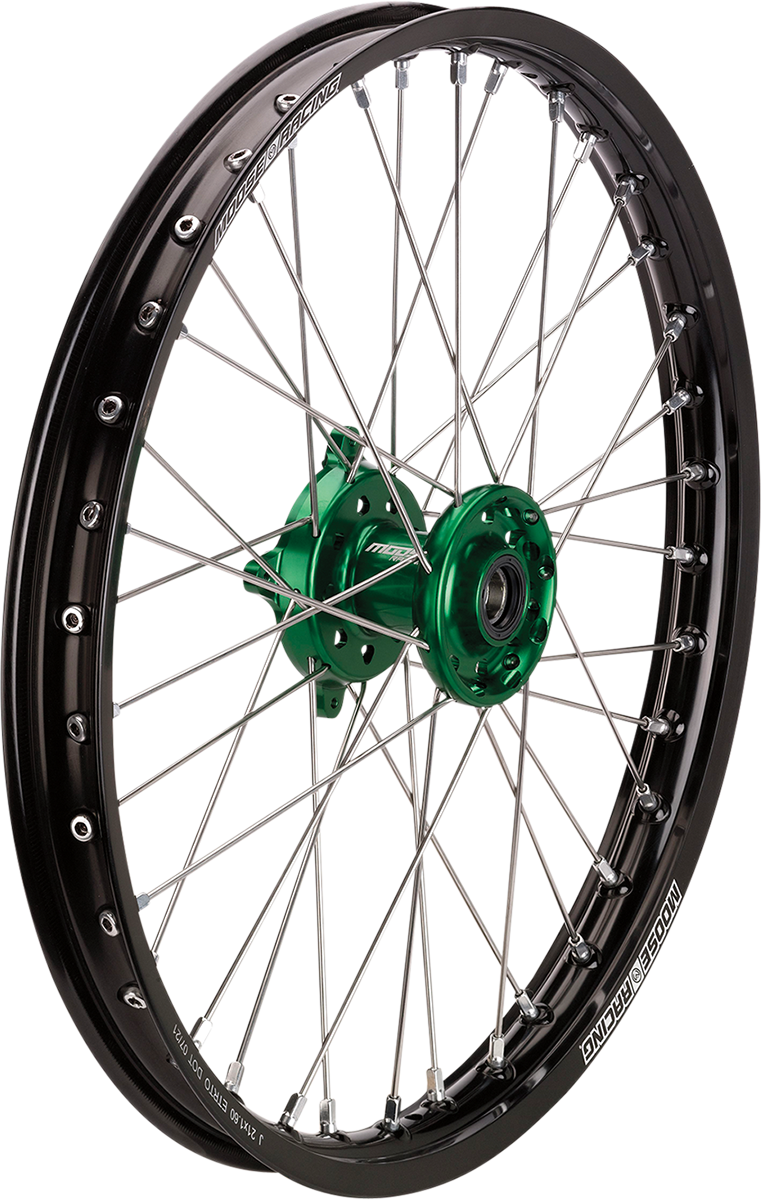 MOOSE OFFROAD Wheel Assembly - SX-1 - Complete - Front - Black Wheel/Green Hub - 21x1.6 - Kawasaki KX KFN-16021-BKGN