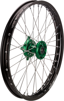 MOOSE OFFROAD Wheel Assembly - SX-1 - Complete - Front - Black Wheel/Green Hub - 21x1.6 - Kawasaki KX KFN-16021-BKGN