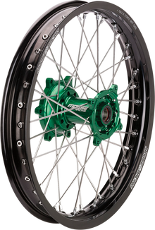 MOOSE OFFROAD Wheel Assembly - SX-1 - Complete - Rear - Black Wheel/Green Hub - 19x2.15 - Kawasaki KX KR-21519-BKGN