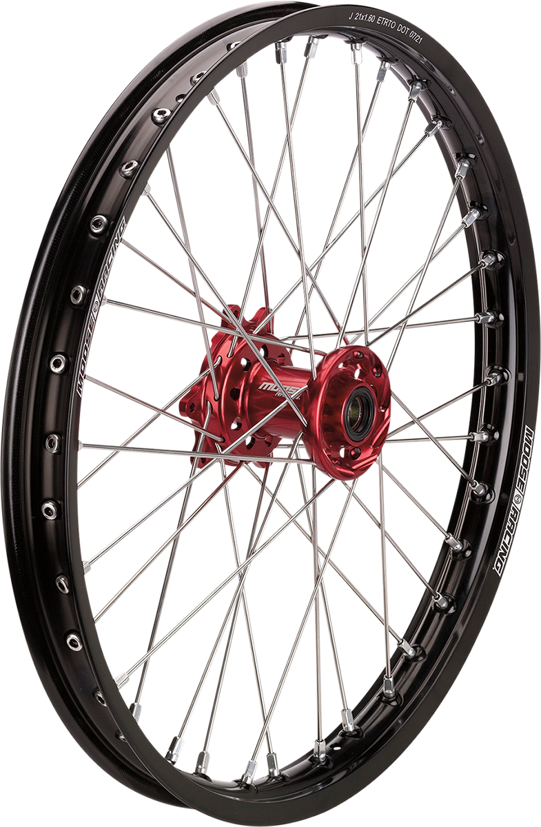 MOOSE OFFROAD Wheel Assembly - SX-1 - Complete - Front - Black Wheel/Red Hub - 21x1.6 - Honda CR/CRF HF-16021-BKRD