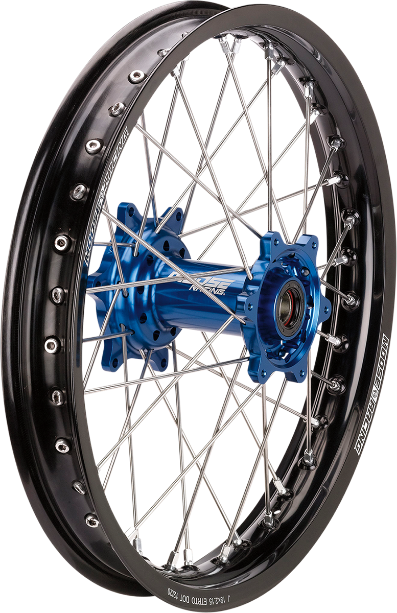 MOOSE OFFROAD Wheel Assembly - SX-1 - Complete - Rear - Black Wheel/Blue Hub - 19x2.15 - Yamaha WR/YZ YR-21519-BKBU