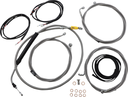 LA CHOPPERS Complete Plug-and-Play Cable Kit - 18" - 20" Handlebars - '21-'22 FLH - ABS - Stainless LA-8056KT3-19