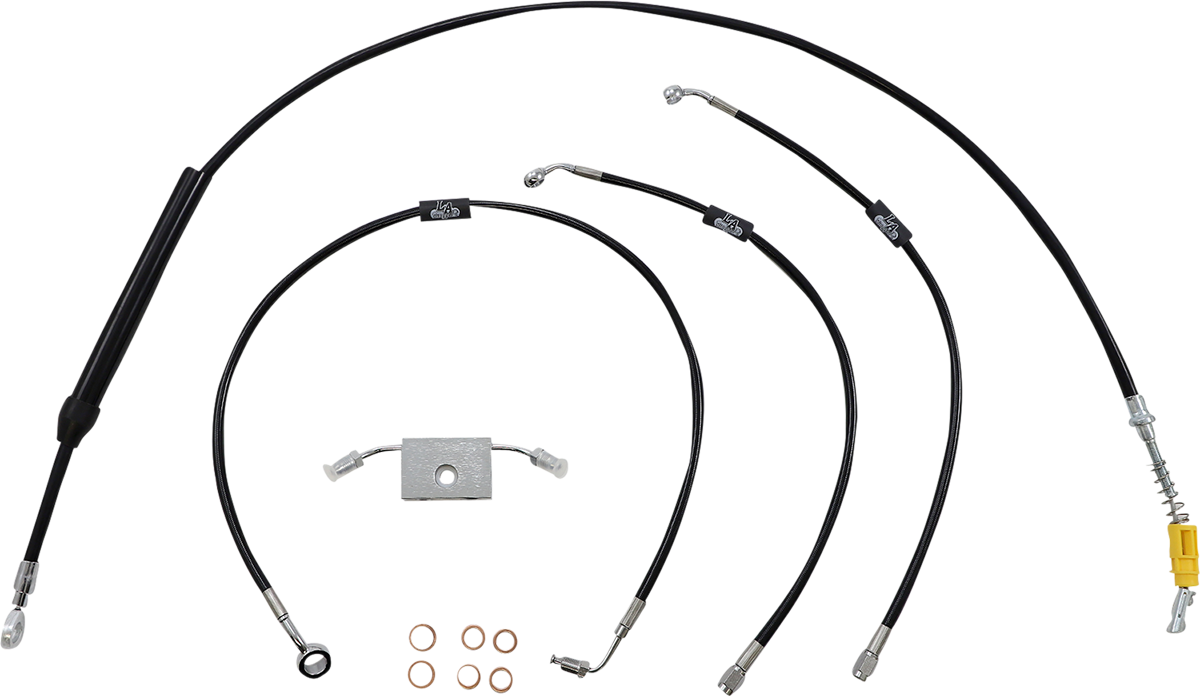 LA CHOPPERS Standard Black Vinyl Handlebar Cable/Brake Line Kit - 12"-14" Ape Hangers - '18-'24 Softail LA-8157KT-13B