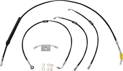 LA CHOPPERS Standard Black Vinyl Handlebar Cable/Brake Line Kit - 12"-14" Ape Hangers - '18-'24 Softail LA-8157KT-13B