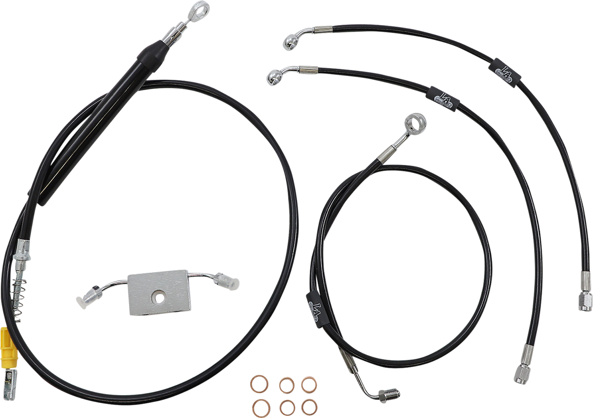 LA CHOPPERS Standard Black Vinyl Handlebar Cable/Brake Line Kit - 15"-17" Ape Hangers - '18-'24 Softail LA-8157KT-16B
