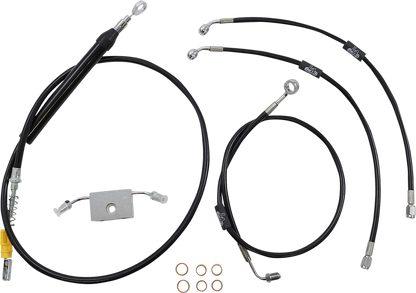 LA CHOPPERS Standard Black Vinyl Handlebar Cable/Brake Line Kit - 15"-17" Ape Hangers - '18-'24 Softail LA-8157KT-16B
