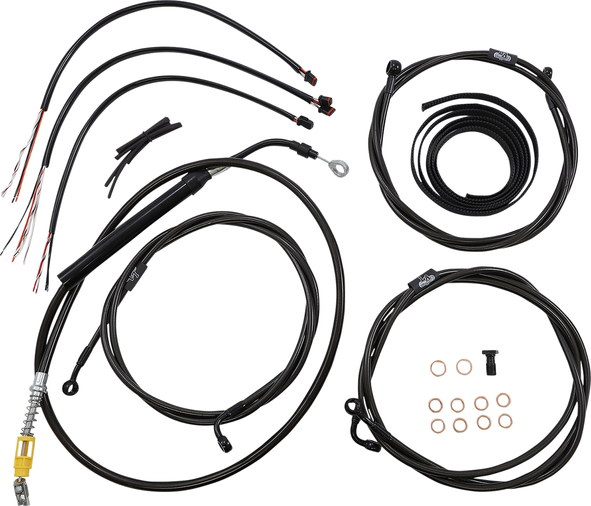LA CHOPPERS Complete Midnight Braided Cable Kit - 15"-17" Handlebars - ABS - '21-'22 Touring LA-8056KT2-16M