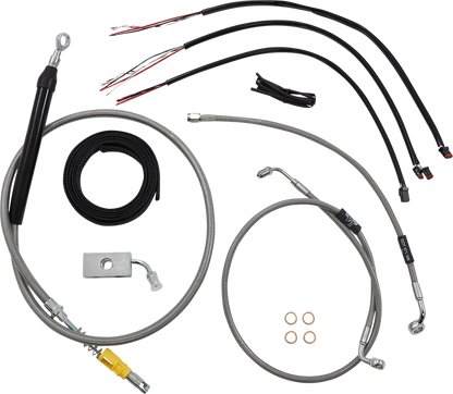 LA CHOPPERS Complete Stainless Braided Handlebar Cable/Brake Line Kit - 15"-17" Handlebars - '18-'22 Softail LA-8155KT2-16