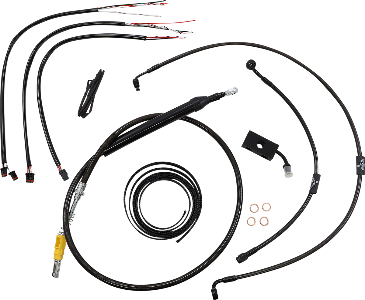 LA CHOPPERS Complete Midnight Braided Cable Kit - Quick Connect - 15"-17" Handlebars - ABS - '18-'22 Softail LA-8155KT2-16M