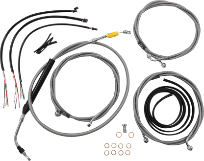 LA CHOPPERS Complete Stainless Braided Handlebar Cable/Brake Line Kit - 15"-17" Handlebars - '21-'22 FLH LA-8056KT2-16