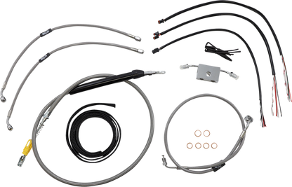 LA CHOPPERS Complete Stainless Braided Handlebar Cable/Brake Line Kit - 15"-17" Handlebars - '18-'24 Softail LA-8157KT2-16