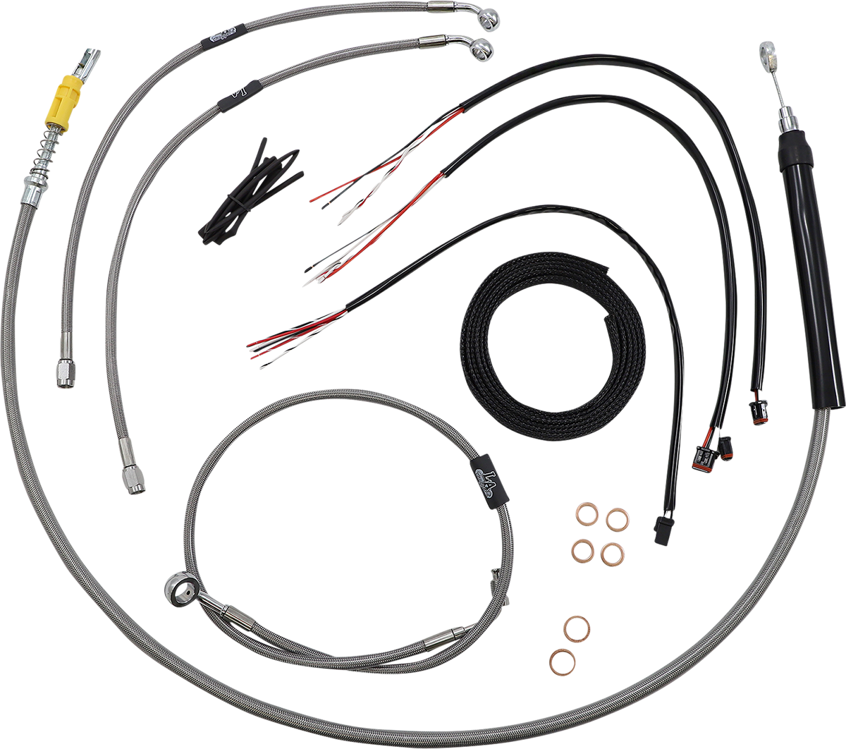 LA CHOPPERS Complete Stainless Braided Handlebar Cable/Brake Line Kit - 12"-14" Handlebars - '18-'24 Softail LA-8157KT2-13