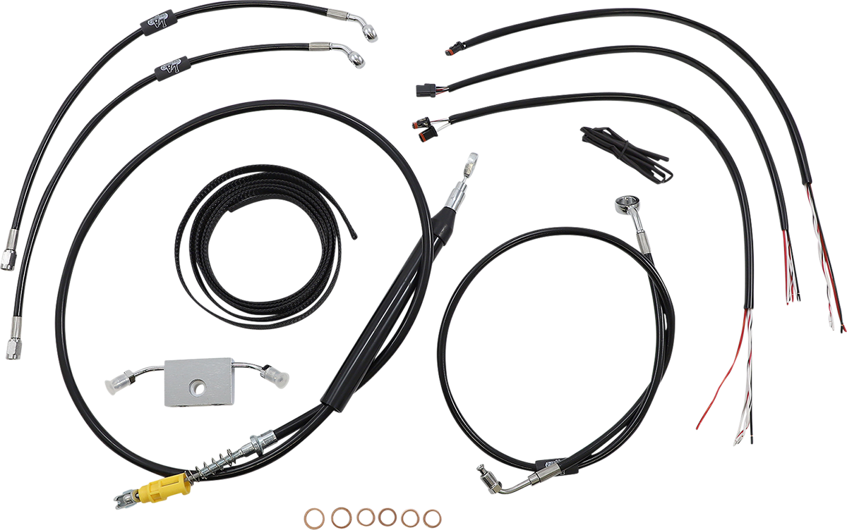 LA CHOPPERS Complete Black Vinyl Braided Handlebar Cable/Brake Line Kit - 18"-20" Handlebars - '18-'24 Softail LA-8157KT2-19B