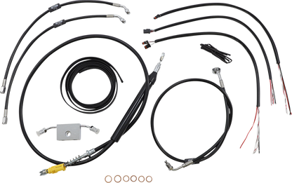 LA CHOPPERS Complete Black Vinyl Braided Handlebar Cable/Brake Line Kit - 18"-20" Handlebars - '18-'24 Softail LA-8157KT2-19B