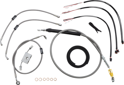 LA CHOPPERS Complete Stainless Braided Handlebar Cable/Brake Line Kit - 18"-20" Handlebars - '18-'24 Softail LA-8157KT2-19
