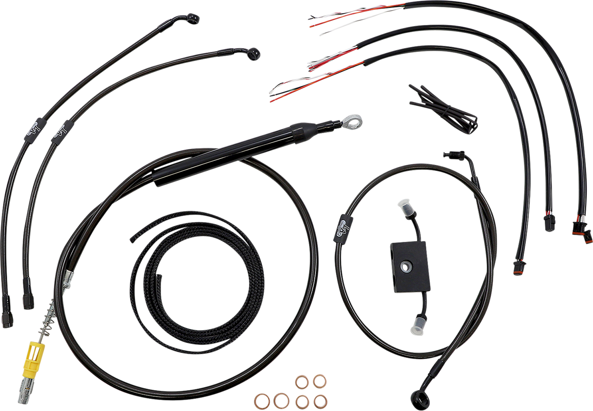 LA CHOPPERS Complete Midnight Braided Cable Kit - Quick Connect - 18"-20" Handlebars - ABS - '18-'24 Softail LA-8157KT2-19M