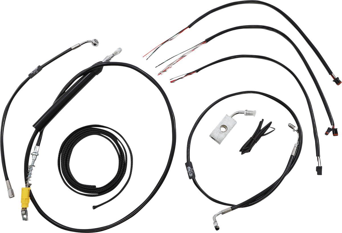 LA CHOPPERS Complete Black Vinyl Braided Handlebar Cable/Brake Line Kit - 18"-20" Handlebars - '18-'22 Softail LA-8155KT2-19B
