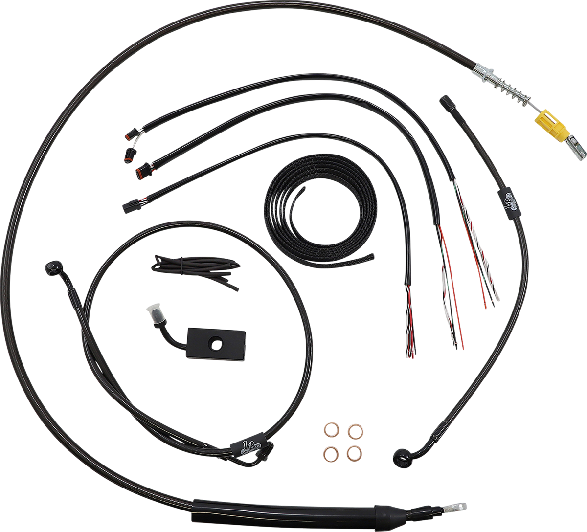 LA CHOPPERS Complete Midnight Braided Cable Kit - Quick Connect - 18"-20" Handlebars - ABS - '18-'22 Softail LA-8155KT2-19M