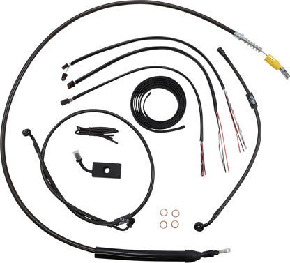 LA CHOPPERS Complete Midnight Braided Cable Kit - Quick Connect - 18"-20" Handlebars - ABS - '18-'22 Softail LA-8155KT2-19M