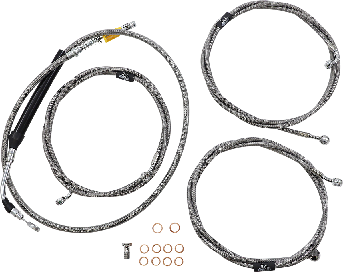 LA CHOPPERS Standard Stainless Braided Handlebar Cable/Brake Line Kit - 12"-14" Ape Hangers - '21-'22 FLH LA-8056KT-13