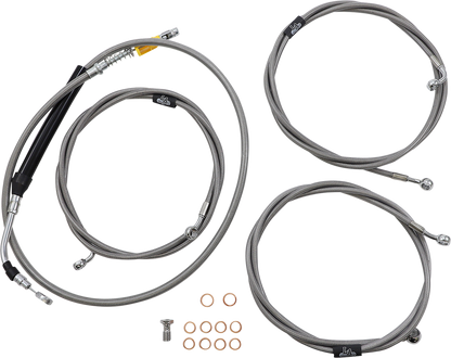 LA CHOPPERS Standard Stainless Braided Handlebar Cable/Brake Line Kit - 12"-14" Ape Hangers - '21-'22 FLH LA-8056KT-13