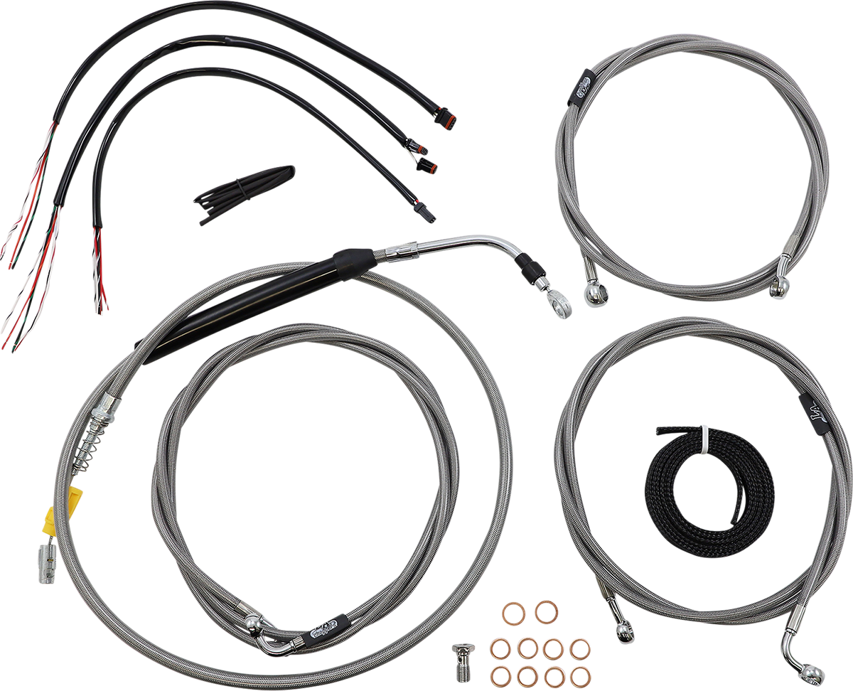 LA CHOPPERS Complete Stainless Braided Handlebar Cable/Brake Line Kit - 12"-14" Handlebars - '21-'22 FLH LA-8056KT2-13
