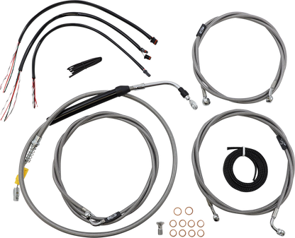 LA CHOPPERS Complete Stainless Braided Handlebar Cable/Brake Line Kit - 12"-14" Handlebars - '21-'22 FLH LA-8056KT2-13