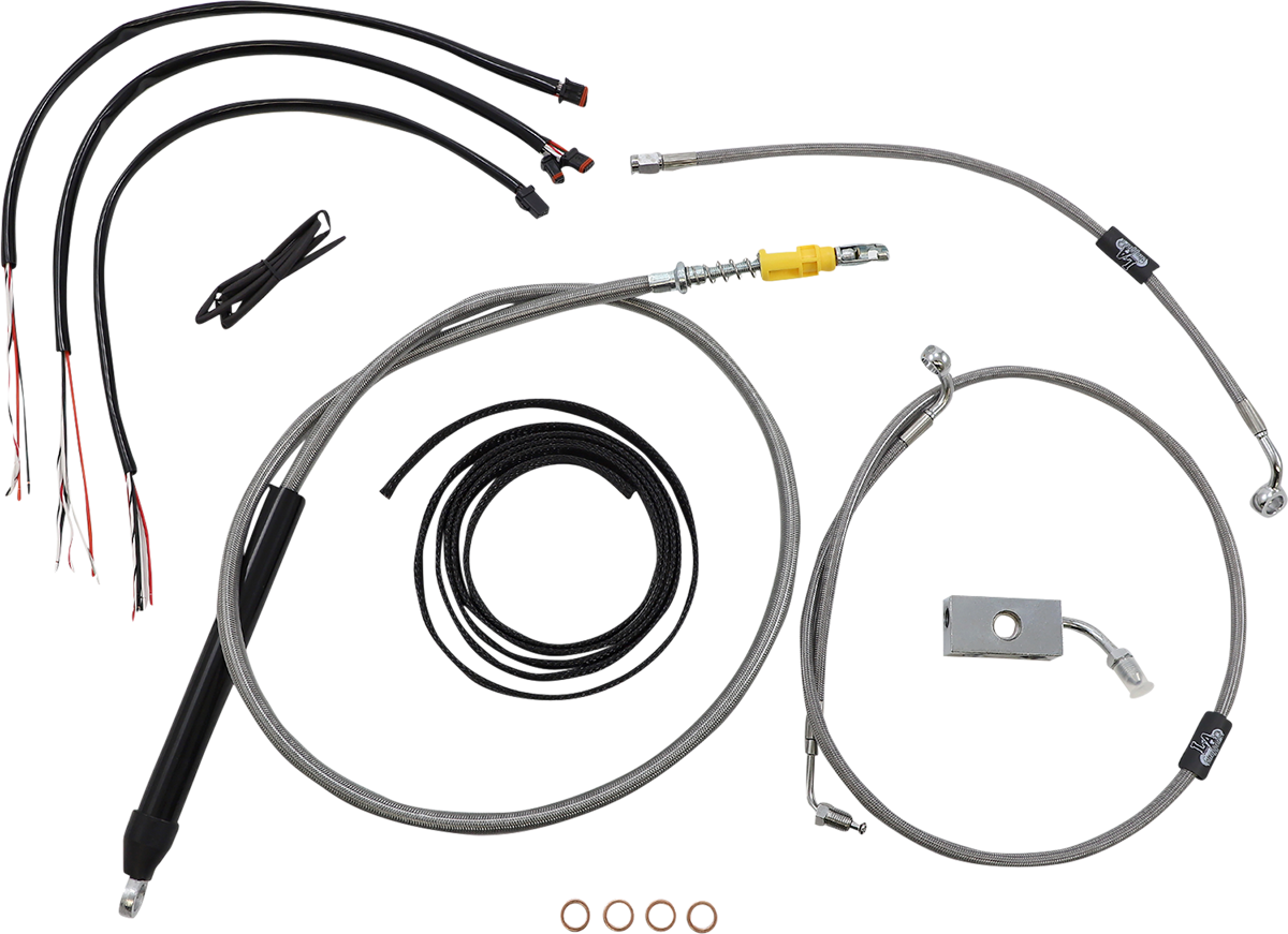 LA CHOPPERS Complete Stainless Braided Handlebar Cable/Brake Line Kit - 18"-20" Handlebars - '18-'22 Softail LA-8155KT2-19