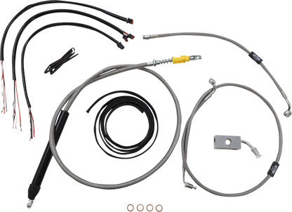 LA CHOPPERS Complete Stainless Braided Handlebar Cable/Brake Line Kit - 18"-20" Handlebars - '18-'22 Softail LA-8155KT2-19