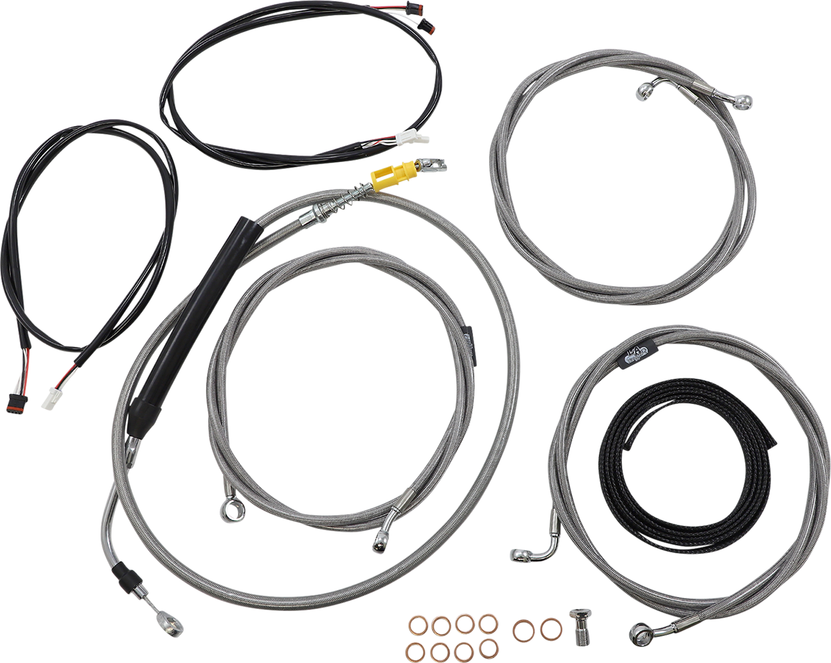 LA CHOPPERS Complete Plug-and-Play Cable Kit - 12" - 14" Handlebars - '21-'22 FLH - ABS - Stainless LA-8056KT3-13