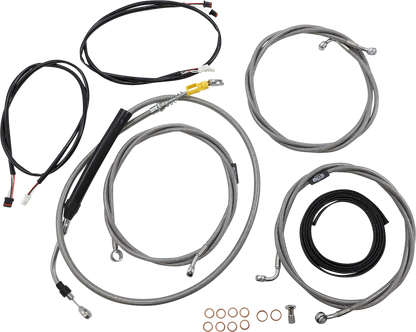 LA CHOPPERS Complete Plug-and-Play Cable Kit - 12" - 14" Handlebars - '21-'22 FLH - ABS - Stainless LA-8056KT3-13