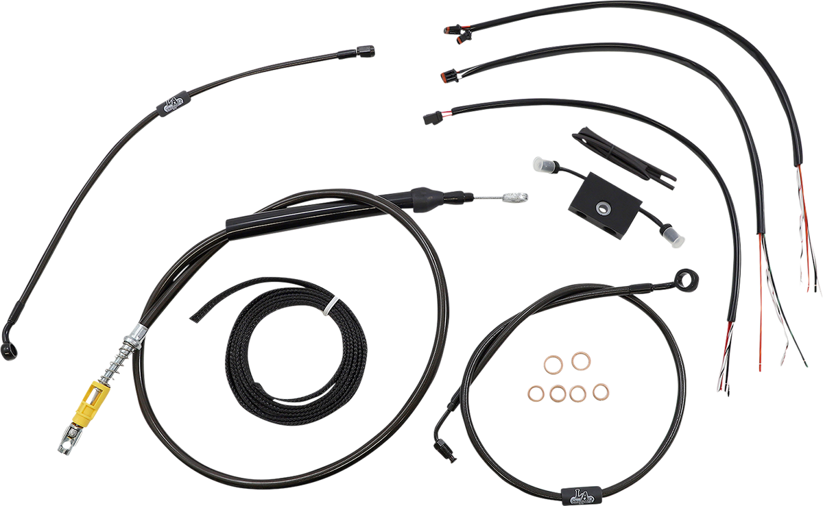 LA CHOPPERS Complete Midnight Braided Cable Kit - Quick Connect - 15"-17" Handlebars - ABS - '18-'24 Softail LA-8157KT2-16M