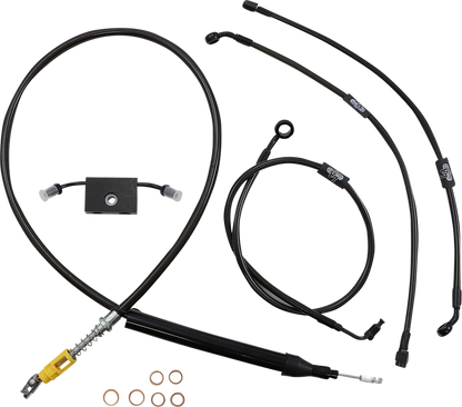 LA CHOPPERS Standard Midnight Braided Handlebar Cable/Brake Line Kit - 12"-14" Ape Hangers - '18-'24 Softail LA-8157KT-13M